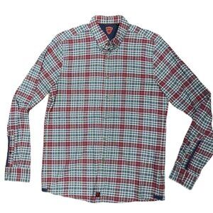 Strellson sz M Shirt Mens Plaid Check Button Down Grey Red Normcore Workwear